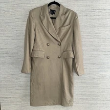 Vintage Austin REED SILK trench Coat Women’s Large Sand Beige.