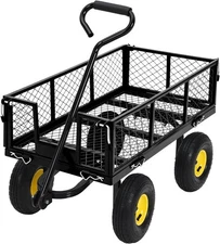 550 lb Garden Cart Wagon w/ 3-in-1 Convertible Design, 10" Pneumatic Tires,Black