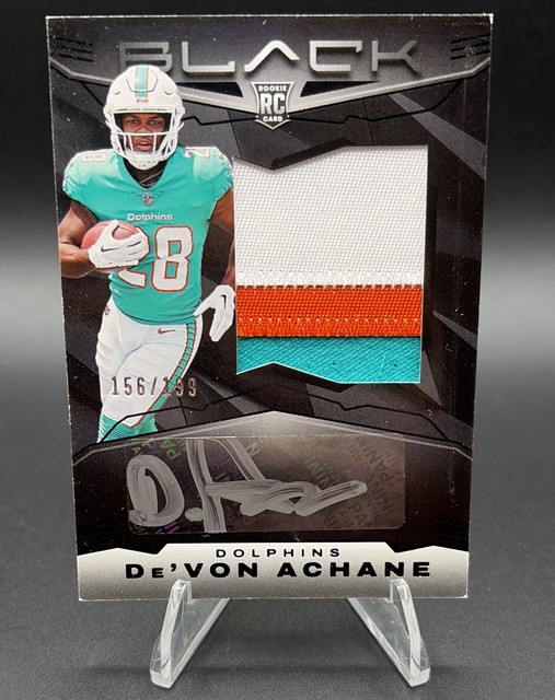 2023 Panini Black - Rookie Patch Autographs De'Von Achane #201 /199 (AU, MEM