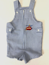 VTG BUSTER BROWN Baby Romper 3 6 M Seersucker Jumper Snap USA Submarine Appliqu