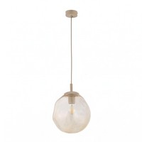 HäNgelampe Esstisch Glas Metall Cognac Sandfarben E27 D:25 Cm Pendelleuchte Rund