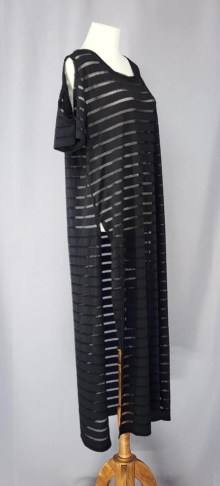 Vestido de baño Calvin Klein para mujer L XL negro malla rayas transparente cubierta de playa Foto 2 de 4