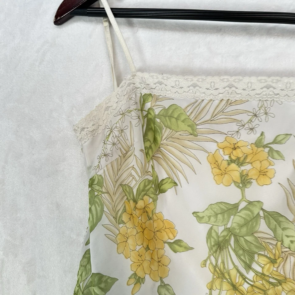 Top de papaya vintage para mujer S blanco floral cami sin mangas encaje ribete hada años 90 Y2K Foto 2 de 4