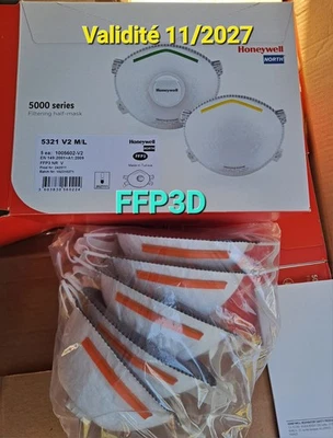 Boîte De 5 Masques Anti-poussières FFP3NR D Honeywell 5321  M/L - Valid 11/2027 - Photo 1/4