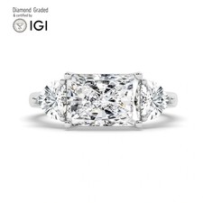 Radiant Diamond Trilogy Ring Platinum Labgrown 4 Ct Solitaire