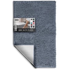 Hearth Harbor Bathroom Rugs, Chenille 1'8" x 2'8" Rectangular , Stone Blue
