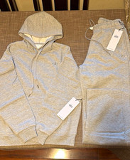 Alo Yoga Unisex Gray 2-Piece Fleece Sweatsuit Set Hoodie Pants Size Medium
