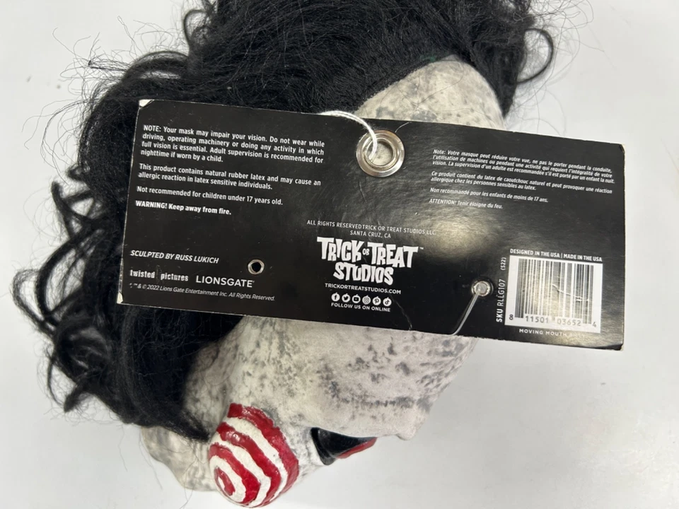 SAW Moving Mouth Billy Face Mask Trick or Treat Studios Russ Lukich Sculptor - Image 3 of 4