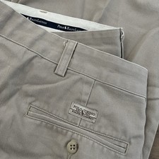 VTG Polo Ralph Lauren Pants Mens 40x30 Chino Khaki Beige Andrew Pant Pleated 90s