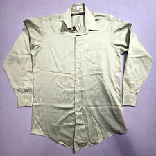 Geoffrey Beene Dress Shirt Men  s 16.5 35/36 Green Sateen Wrinkle Free Tall Fit