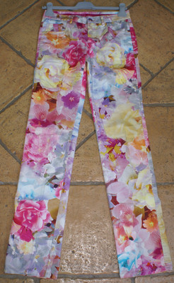 ALBERTO Damen Hose Golf stretch leuchtend bunt floral Gr. 34/XS wie Neu 139  