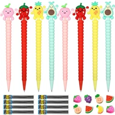 Chinco 24 Pieces Cute Mechanical Pencil with Fruit Erasers and Refills Pastel...