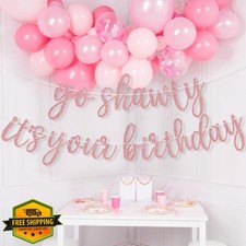 JHZMCRX Birthday Banner Rose Gold Glitter Happy Birthday Sign Garland Party