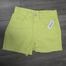 NWT - Old Navy Girls Denim Frayed Hem Shorts Built in Tough High Rise Neon L 10 