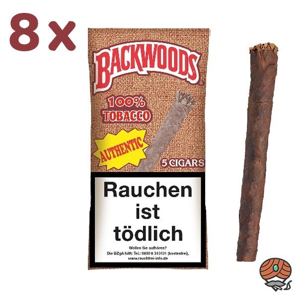 Backwoods AUTHENTIC Cigars/Zigarren 8x 5 Stück 100% Tabak im Humipack