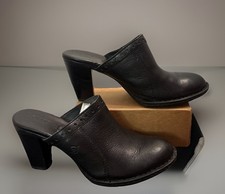 BORN Women's Heels Mules Open Leather Black Shoes W31645 Size 8/39 LELLA