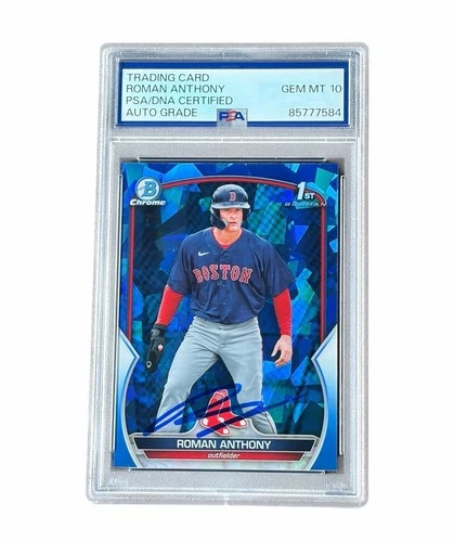 Roman Anthony Signed First Bowman Sapphire Card Boston Red Sox Auto PSA 10
