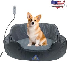 Dual-Sided Heated Pet Bed Adjustable Temperature Safe Non Skid Small Dogs Cats