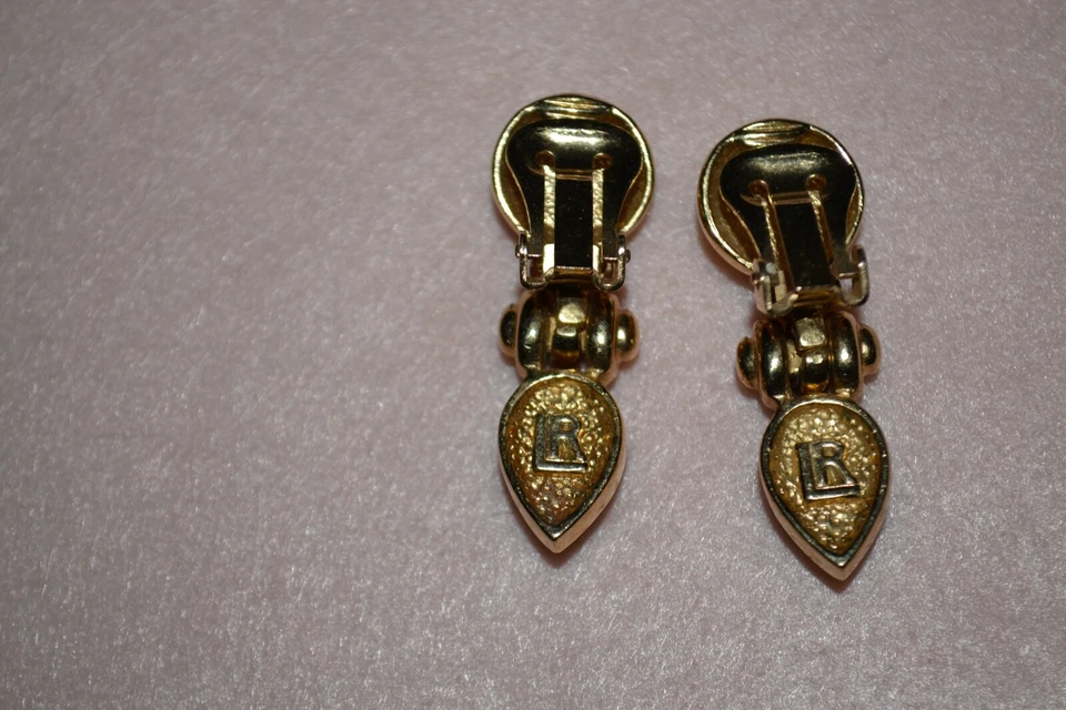 Original-Vintage-Design-Massiv-Schmuck-Pierre Lang-Ohrclips-Vergoldet-Perlen/Ste - Bild 4 von 4