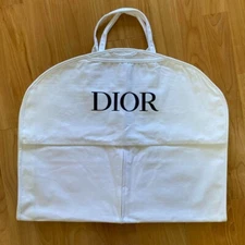 Christian Dior Garment Bag Cover Clothes Coat 100x60cm White Canvas Unused