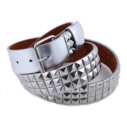 New 3Rows Metal Pyramid Studded Leather Belt Unisex Men Women Punk Rock Goth Emo - Picture 18 of 21