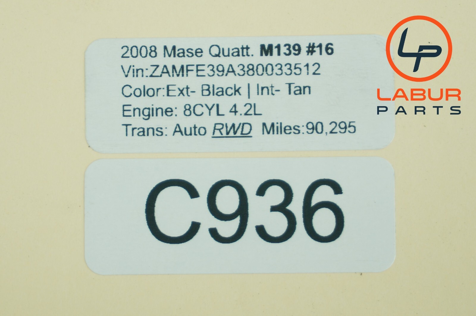 M139 03-13 Maserati Quattroporte Rear Right Door Window Regulator w/ Motor C936