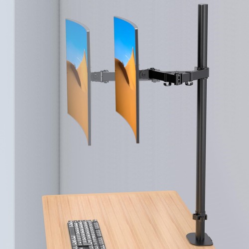 Extra Tall 31.5" Pole Single Monitor Mount 13-32" Screens 22lbs Desk Arm - Picture 6 of 7