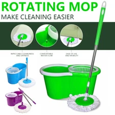 360° Rotating Head Easy Spin Dry Floor Mop Bucket+1/2/3 Head Microfiber Spinning