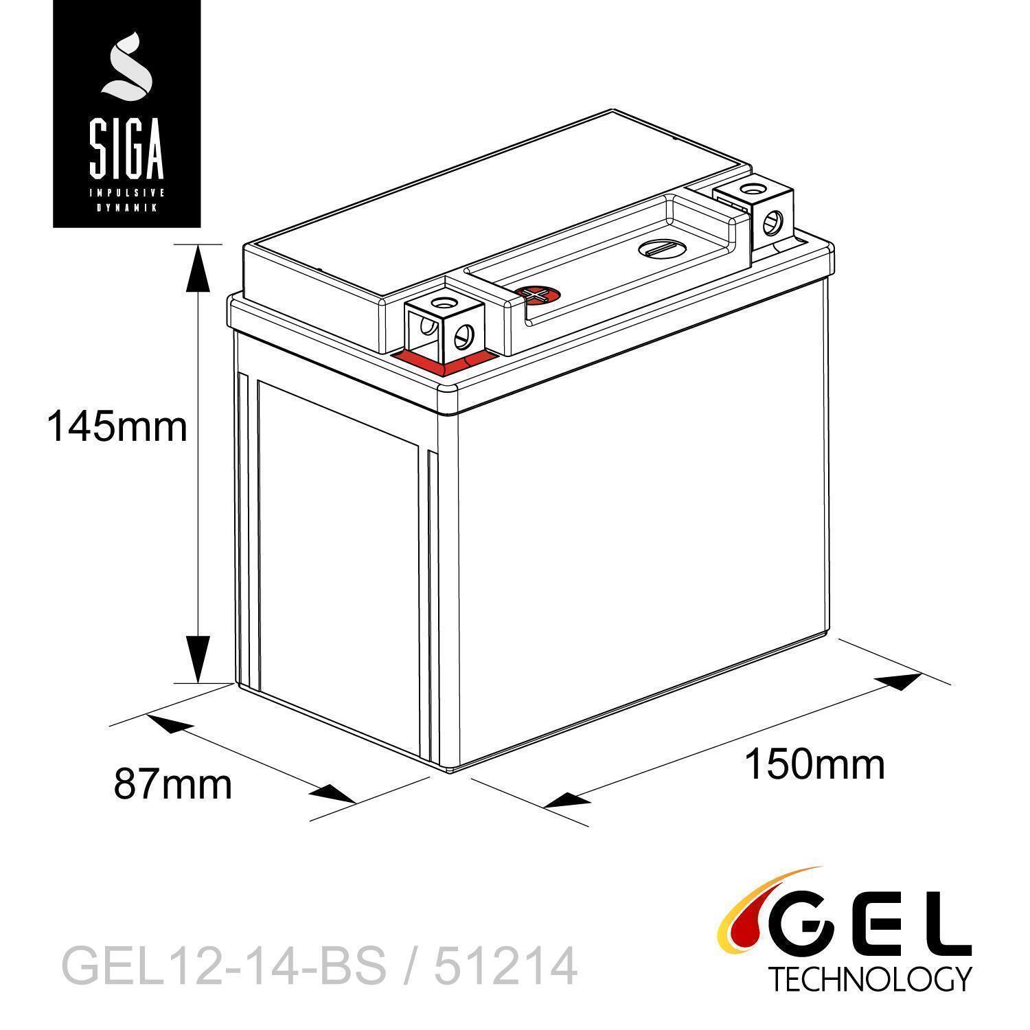 BIKE GEL Motorrad Batterie YTX14-BS 14Ah 12V 270A Motorradbatterie GEL12-14-BS