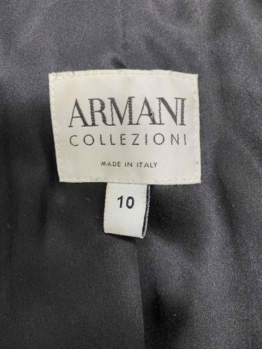 ARMANI COLLEZIONI Women Goat Leather Jacket Italy Black sparkle Size 10 A000615 - Picture 5 of 6