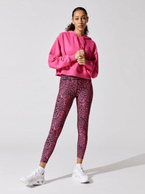 CARBON38- Swirly Leopard Printed 7/8 Legging Hot Pink Barbie