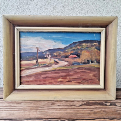 Original Scandinavian Modernist, autumn landscape, oil painting 49s