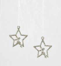 *IAJ* .925 STERLING SILVER Ear Threader Earrings w/ FAIRY FAIRIES in a STAR