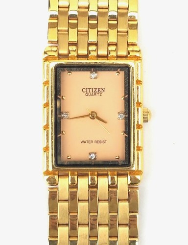 Citizen Quarzo Unisex Color Oro Quadrato Impermeabile Rosa Quadrante  Orologio | eBay