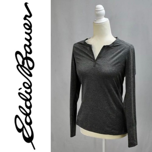 EDDIE BAUER Women’s Athletic Sweater Size XS Striped Gray Stretch Long Sleeves. - Picture 4 of 12