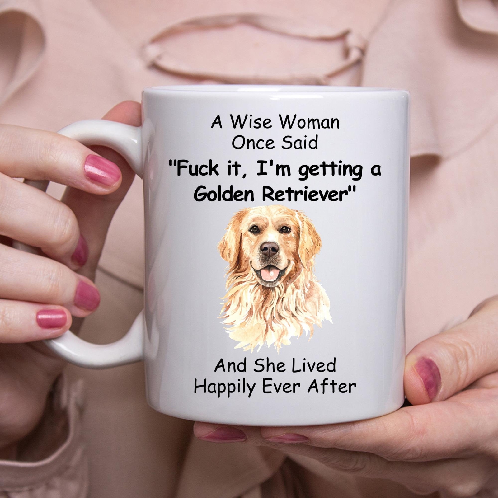 Funny Golden Retriever White Coffee Mug Gift for Women