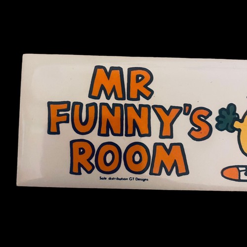 True Vintage Mr Men Mr Funny’s Room Come In For A Giggle Ceramic Door Sign Plate - Picture 20 of 24