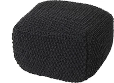 Joyce Knitted Cotton Square Pouf, Dark Grey Small