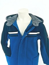 LONDON FOG Giaccone 4 anni Y DOUBLE FACE pile/impermeabile blu cappuccio tasche 