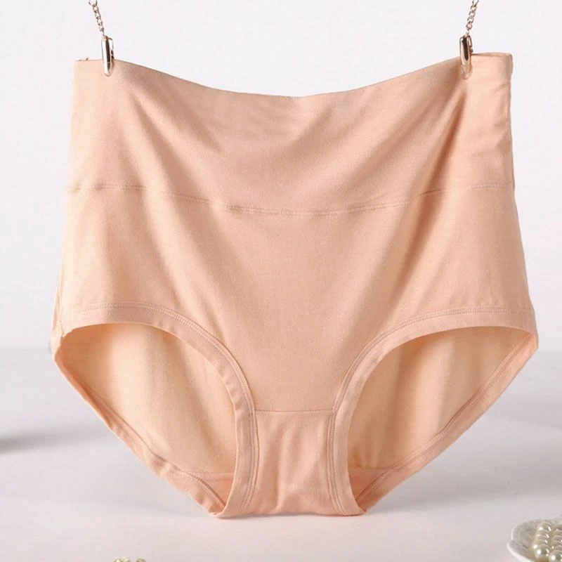 Bragas de fibra de bambú talla grande para mujer ropa interior cintura alta cuerpo modelador ropa interior Foto 3 de 4