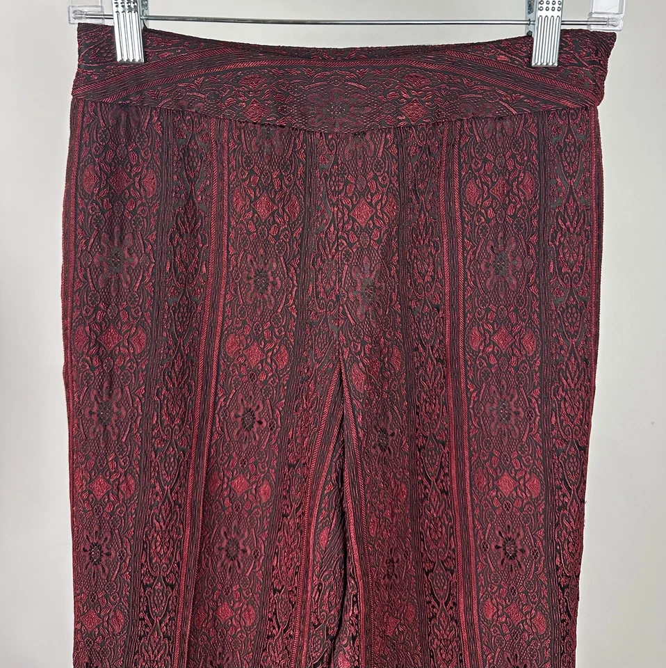 Pantalones acampanados vintage años 90 para mujer XS/25x31 elásticos cachemira brocado gótico vampiro Foto 2 de 4