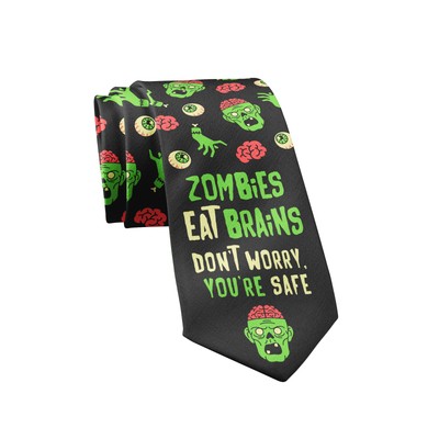 Zombies Eat Brains Don't Worry You're Safe Necktie Funny Neckties for Men