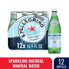 S.Pellegrino Sparkling Natural Unflavored Bottled Mineral Water, 16.9 fl oz