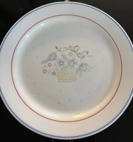 Corelle Country Cornflower 10 1/4" Dinner Plate Flowers In Basket