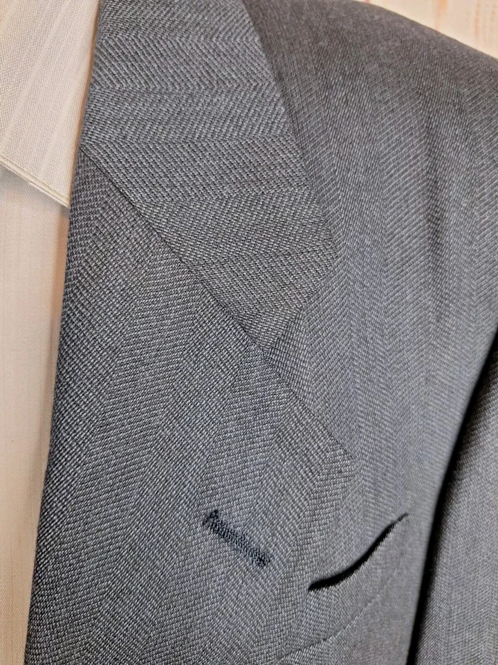 Chaqueta Blazer Perry Ellis Para Hombre 38R Azul Micro Espiga Azul Lana 1 Botón Foto 4 de 4