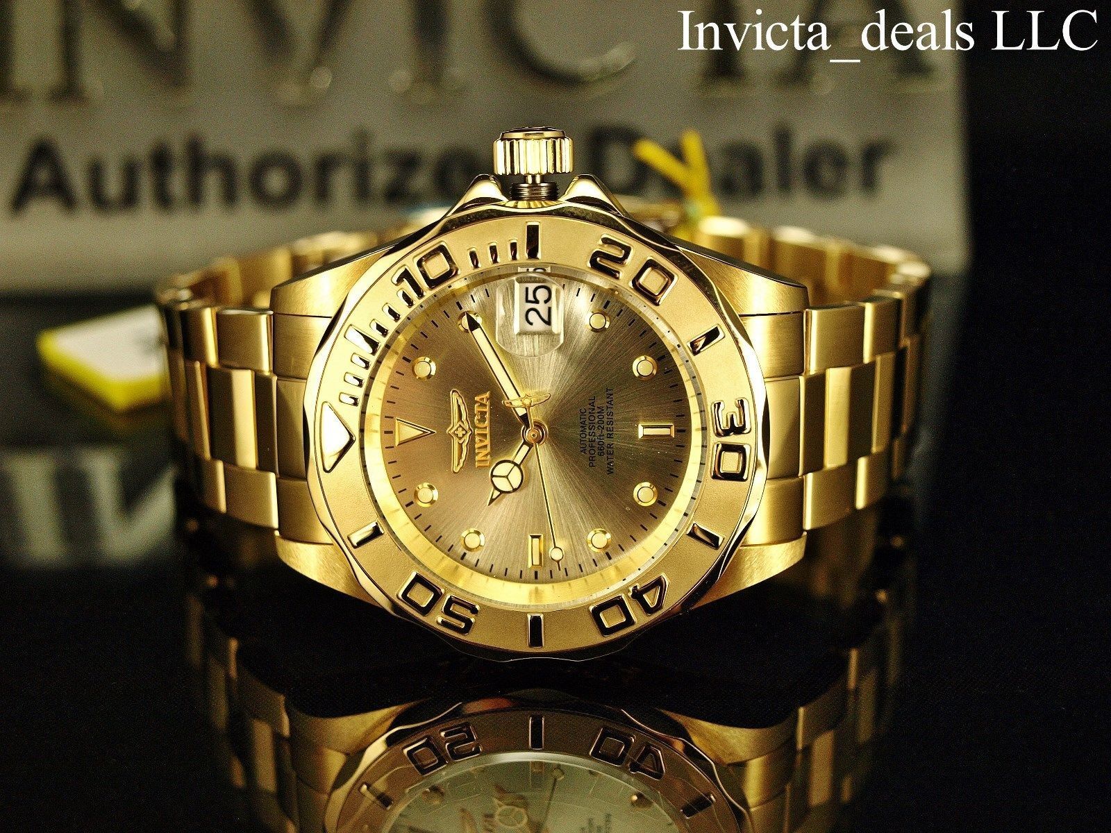 Invicta Men Pro Diver 24 Jewel Automatic NH35A 18K Gold Plate SS Champagne  Watch – Skylatus Property Capital