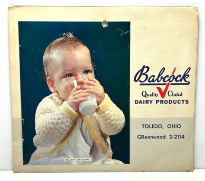 Original DAIRY ADVERTISING CALENDAR (1958) Babcock Dairy Products RECIPES