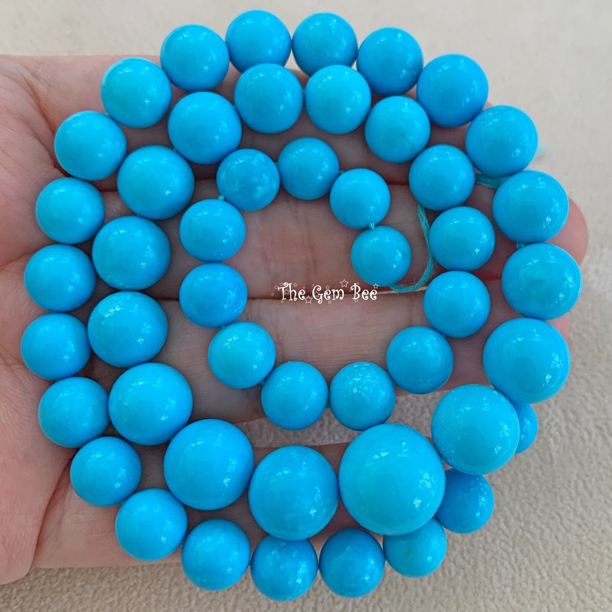 GIA Certified Sleeping Beauty Turquoise Smooth Round Bead