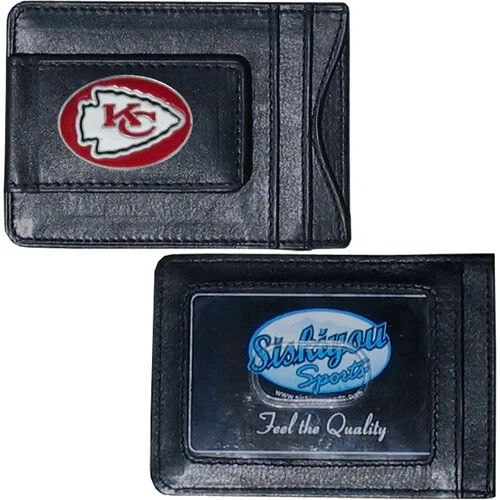 Kansas City Chiefs Black Leather Money Clip Wallet - Magnetic - Mens NFL Wallet - Bild 3 von 7