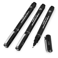 Uni Pin Fineliner Drawing Pen Black Ink 0.9mm Nib Pack of 3